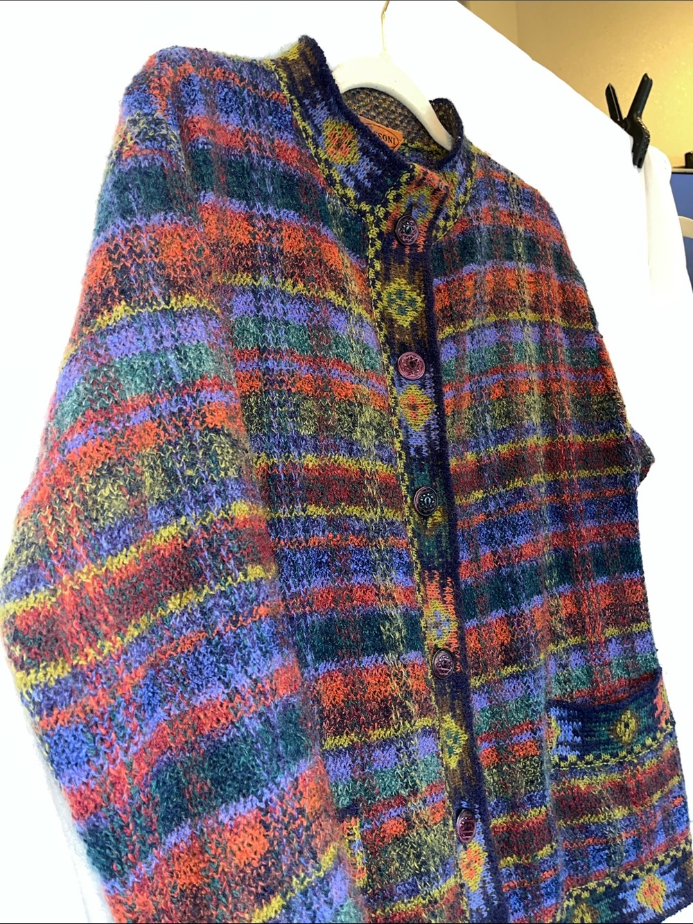 Vintage Missoni Multi Color Italian Wool Button Up Cardigan Sweater No Size Tag - Picture 7 of 8